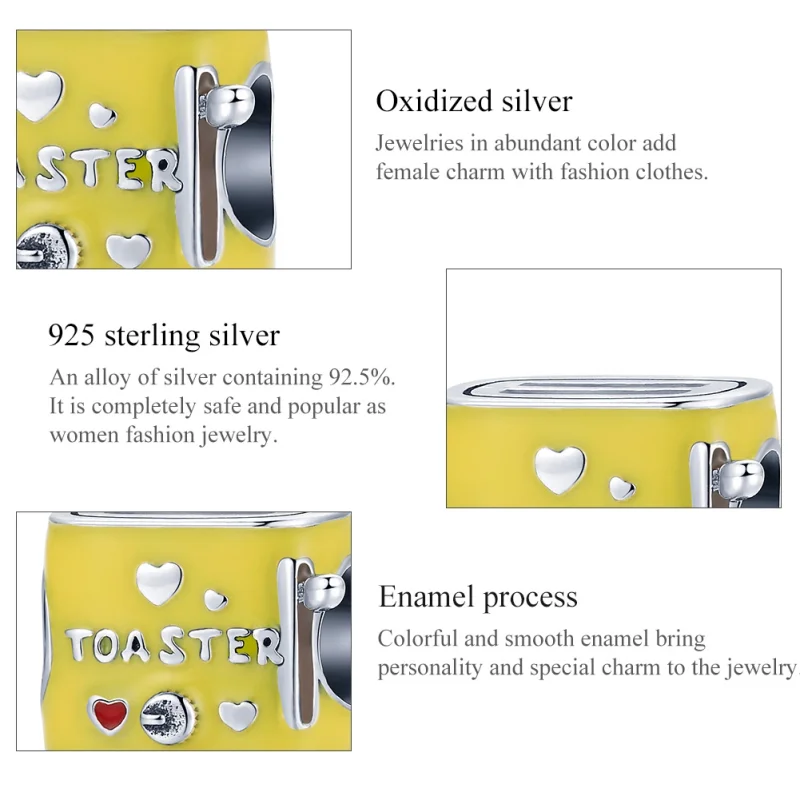 (Bild für) Silberner Toaster-Charm im Pandora-Stil - SCC1863 - Ansicht 8