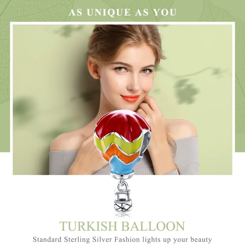 (Bild für) Silberner türkischer Heißluftballon-Charm im Pandora-Stil - SCC867 - Ansicht 6