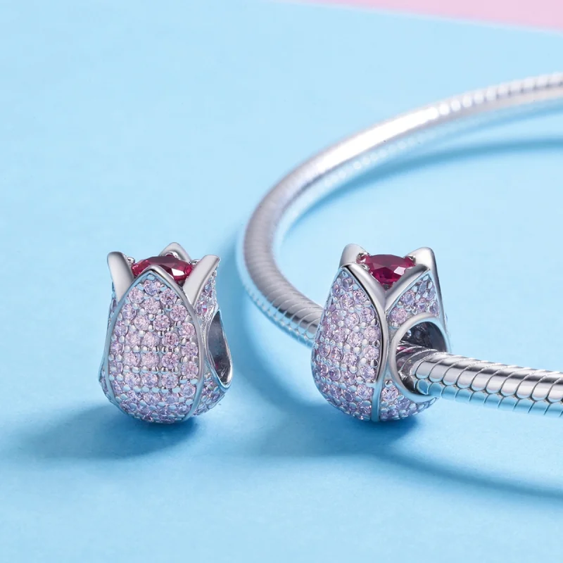 (Bild für) Silberner Tulpen-Charm im Pandora-Stil - SCC569 - Ansicht 5