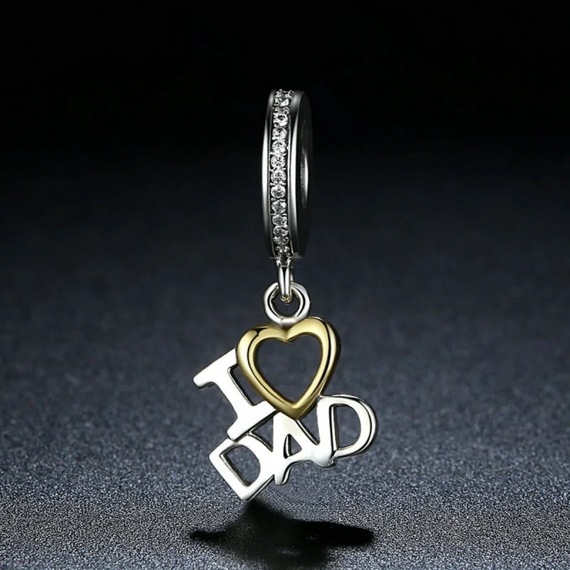 (Bild für) Silberner und vergoldeter „I Love Dad“-Anhänger im Pandora-Stil - SCC052 - Ansicht 5