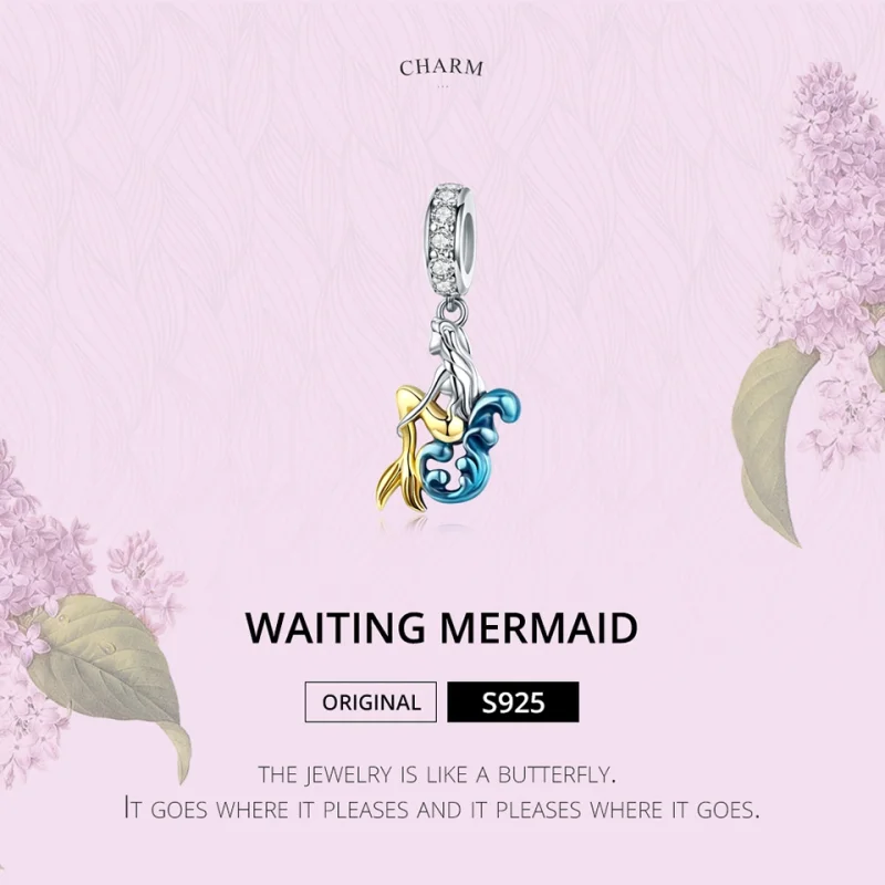 (Bild für) Silberner und vergoldeter „Waiting Mermaid“-Anhänger im Pandora-Stil - SCC1166 - Ansicht 3