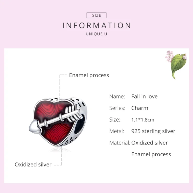 (Bild für) Silberner Valentinstags-Erste-Liebes-Charm im Pandora-Stil - SCC480 - Ansicht 7