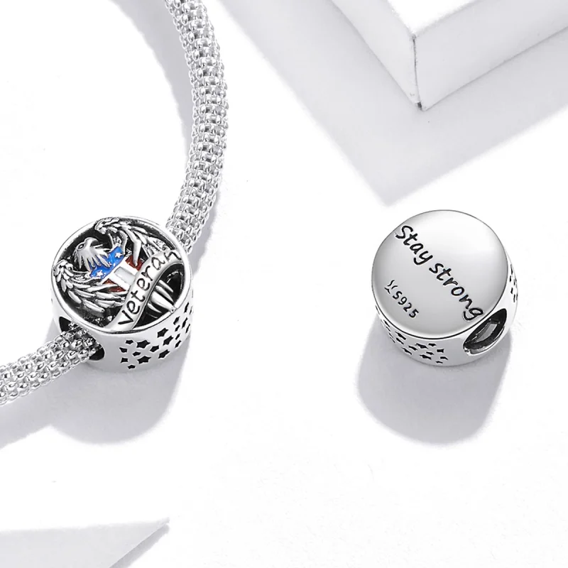 (Bild für) Silberner Veteranen-Charm im Pandora-Stil - SCC1885 - Ansicht 4