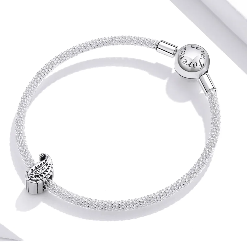 (Bild für) Silberner Vintage-Blätter-Charm im Pandora-Stil - SCC1824 - Ansicht 3