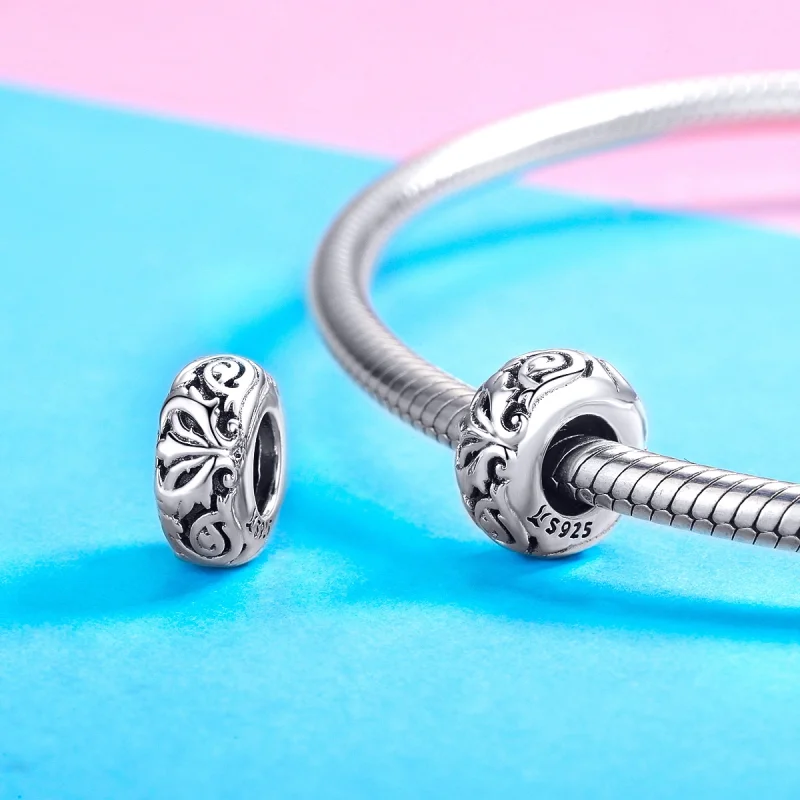 (Bild für) Silberner Vintage-Blumen-Abstandshalter im Pandora-Stil - SCC1139 - Ansicht 3