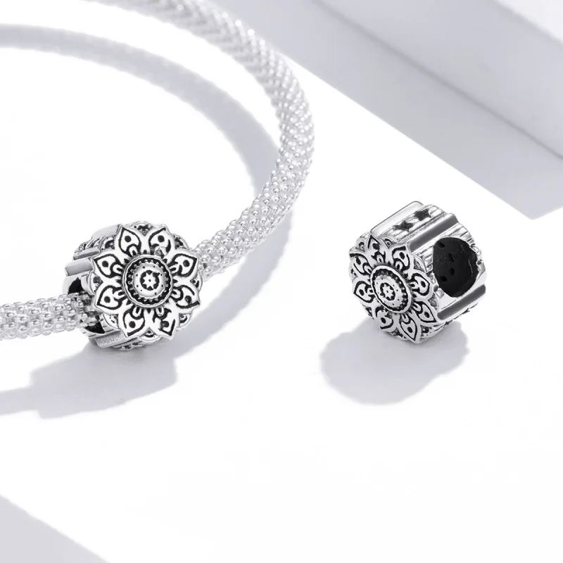 (Bild für) Silberner Vintage-Lotus-Charm im Pandora-Stil - SCC1823 - Ansicht 4