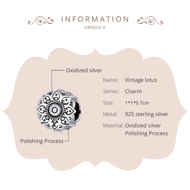 (Bild für) Silberner Vintage-Lotus-Charm im Pandora-Stil - SCC1823 - Ansicht 6