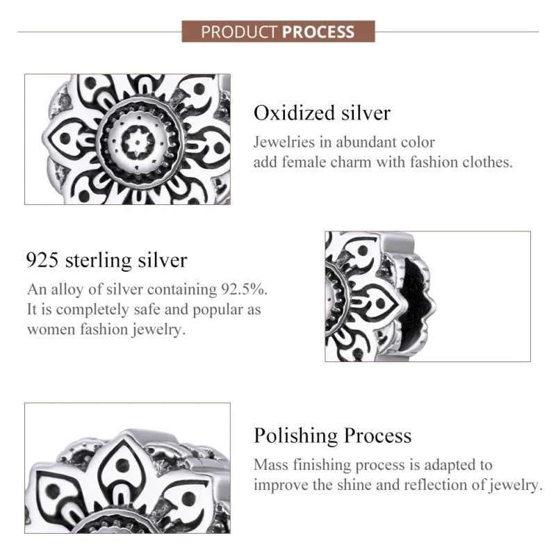 (Bild für) Silberner Vintage-Lotus-Charm im Pandora-Stil - SCC1823 - Ansicht 7