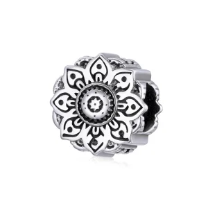 (Bild für) Silberner Vintage-Lotus-Charm im Pandora-Stil - SCC1823