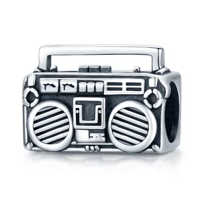 (Bild für) Silberner Vintage-Radio-Charm im Pandora-Stil - SCC1873