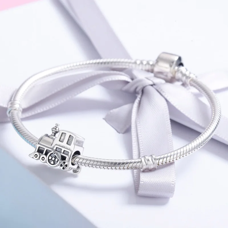(Bild für) Silberner Vintage-Zug-Charm im Pandora-Stil - SCC507 - Ansicht 4