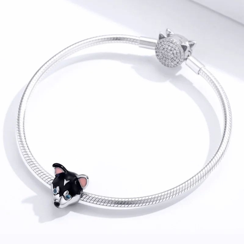 (Bild für) Silberner Welpe-Charm im Pandora-Stil - BSC191 - Ansicht 3