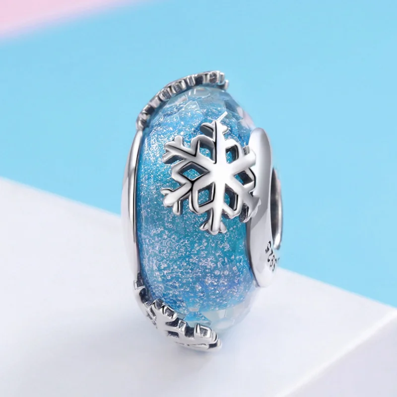 (Bild für) Silberner Winter-Schneeflocken-Charm im Pandora-Stil - SCC862 - Ansicht 2
