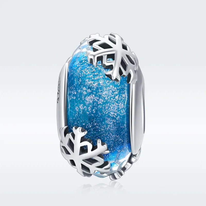 (Bild für) Silberner Winter-Schneeflocken-Charm im Pandora-Stil - SCC862 - Ansicht 3