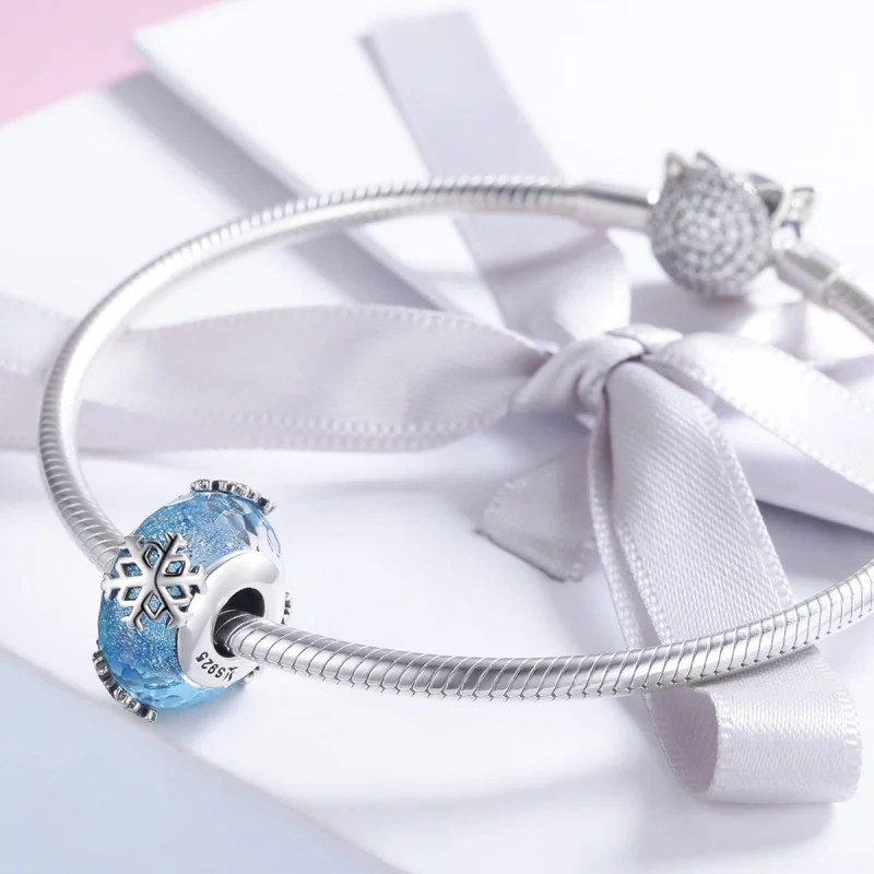 (Bild für) Silberner Winter-Schneeflocken-Charm im Pandora-Stil - SCC862 - Ansicht 4