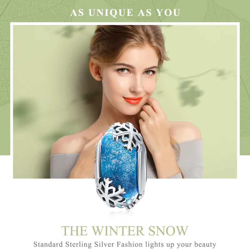 (Bild für) Silberner Winter-Schneeflocken-Charm im Pandora-Stil - SCC862 - Ansicht 6