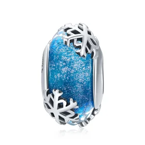 (Bild für) Silberner Winter-Schneeflocken-Charm im Pandora-Stil - SCC862