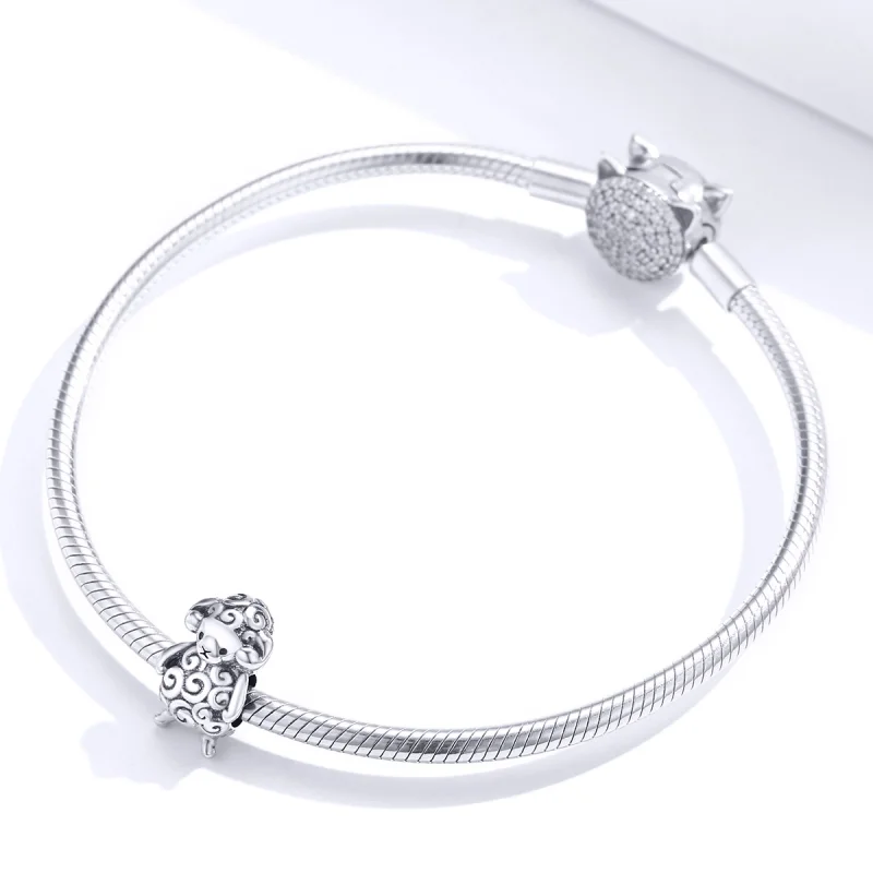 (Bild für) Silbernes kleines Schaf-Charm im Pandora-Stil - BSC187 - Ansicht 3