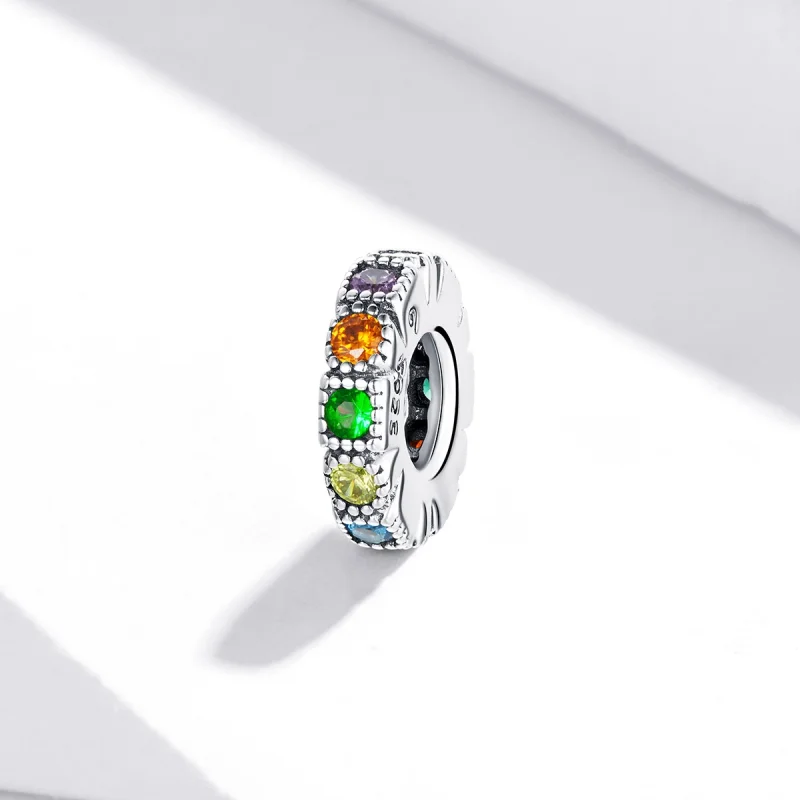 (Bild für) Spacer-Charm mit Regenbogensteinen im Pandora-Stil - BSC473 - Ansicht 2