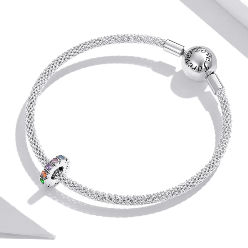 (Bild für) Spacer-Charm mit Regenbogensteinen im Pandora-Stil - BSC473 - Ansicht 3