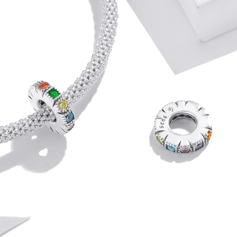 (Bild für) Spacer-Charm mit Regenbogensteinen im Pandora-Stil - BSC473 - Ansicht 4