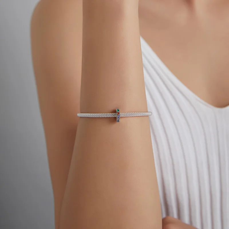 (Bild für) Spacer-Charm mit Regenbogensteinen im Pandora-Stil - BSC473 - Ansicht 5