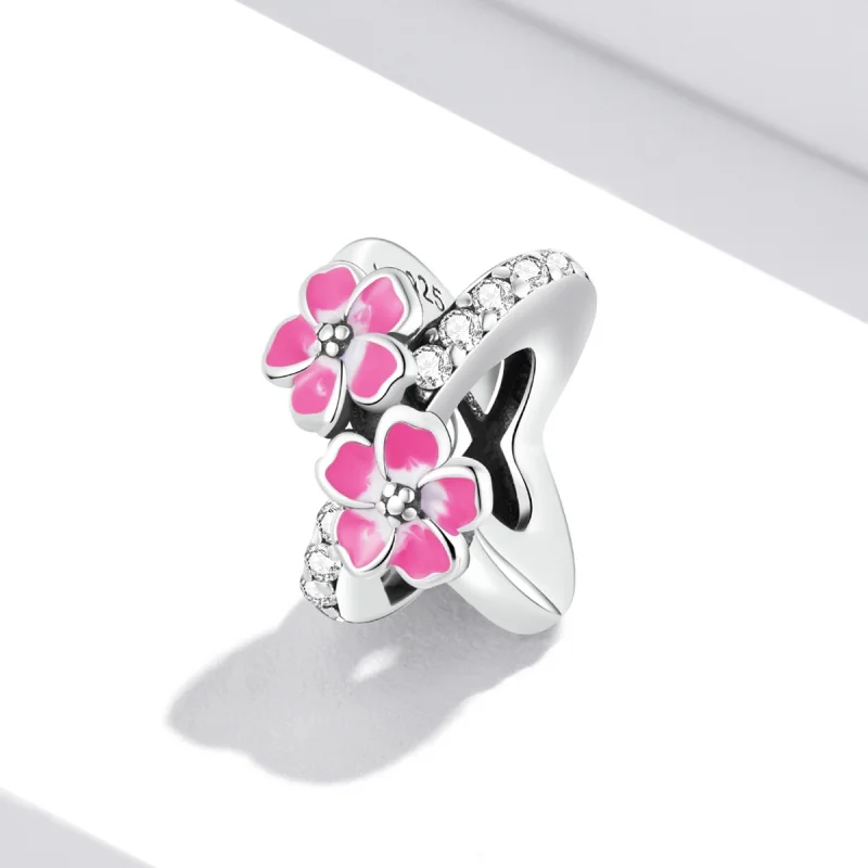 (Bild für) Spacer-Charm mit rosa Blumen im Pandora-Stil - SCC2139 - Ansicht 2