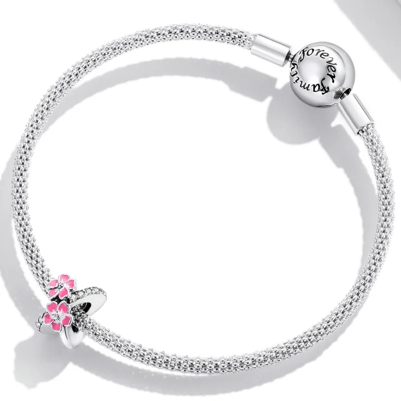 (Bild für) Spacer-Charm mit rosa Blumen im Pandora-Stil - SCC2139 - Ansicht 3