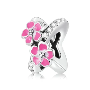 (Bild für) Spacer-Charm mit rosa Blumen im Pandora-Stil - SCC2139