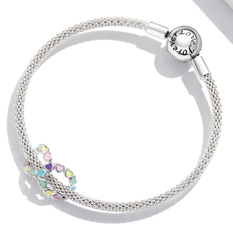 (Bild für) Unendlicher Regenbogen-Herz-Charm im Pandora-Stil - SCC2160 - Ansicht 3