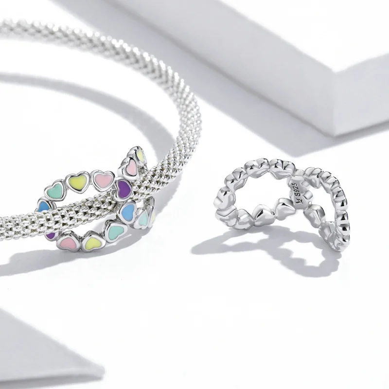 (Bild für) Unendlicher Regenbogen-Herz-Charm im Pandora-Stil - SCC2160 - Ansicht 4
