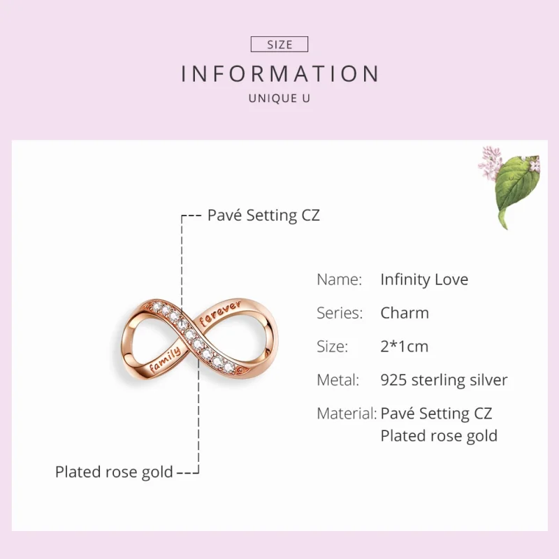 (Bild für) Unendlichkeits-Charm im Pandora-Stil aus Roségold - SCC1146-C - Ansicht 2