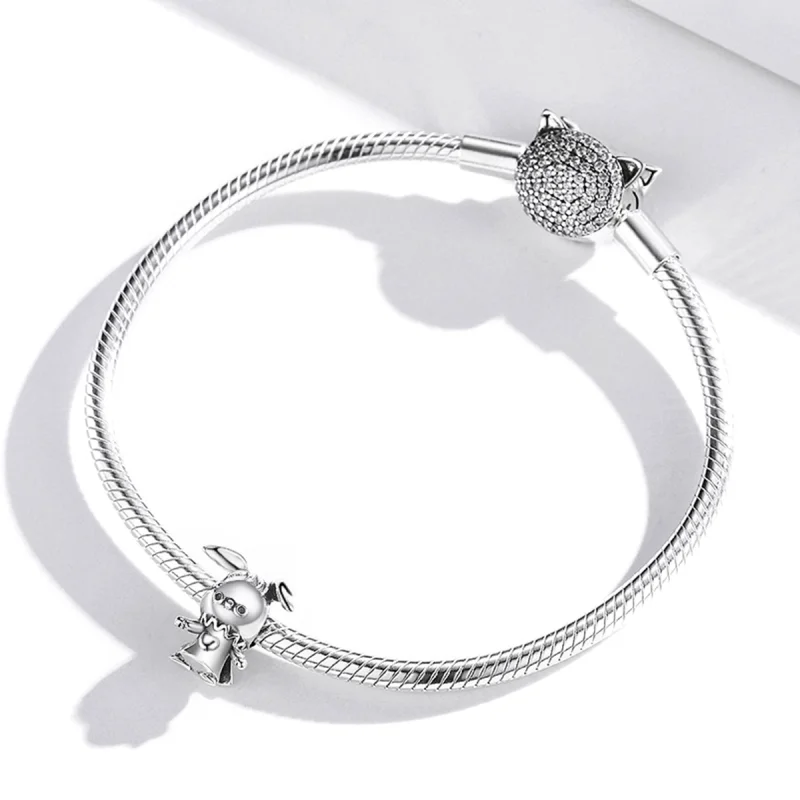 (Bild für) Verspielter Kaninchen-Charm aus Silber im Pandora-Stil - SCC1867 - Ansicht 3
