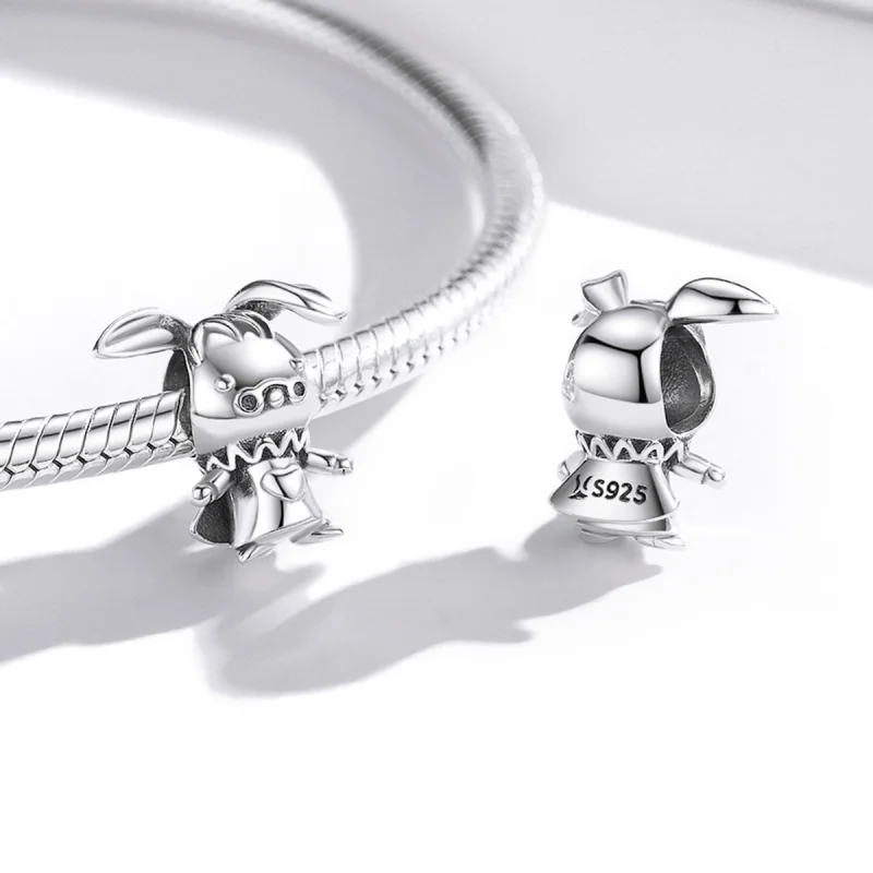 (Bild für) Verspielter Kaninchen-Charm aus Silber im Pandora-Stil - SCC1867 - Ansicht 4