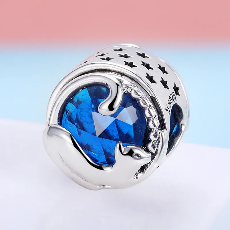 (Bild für) Verspielter Katzen-Charm im Pandora-Stil aus Silber - SCC708 - Ansicht 5