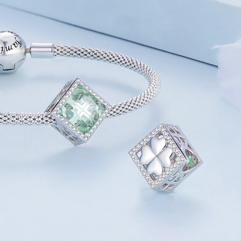 (Bild für) Vierblättriges Kleeblatt-Charm im Pandora-Stil - BSC667 - Ansicht 5