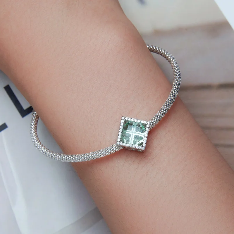 (Bild für) Vierblättriges Kleeblatt-Charm im Pandora-Stil - BSC667 - Ansicht 6