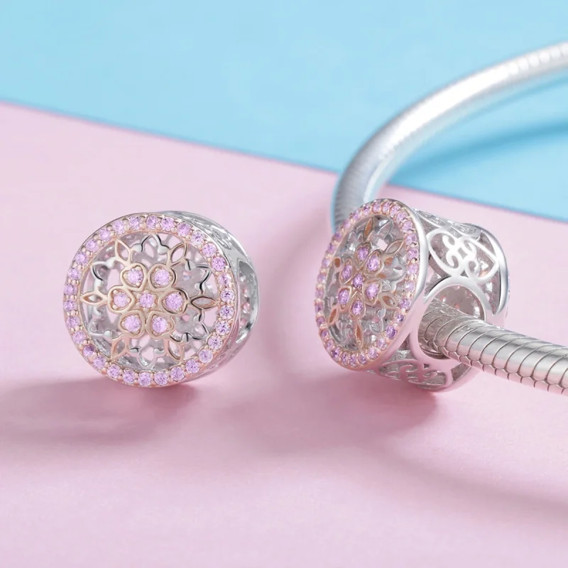 (Bild für) Zweifarbiger blühender Knospen-Charm im Pandora-Stil - SCC923 - Ansicht 4