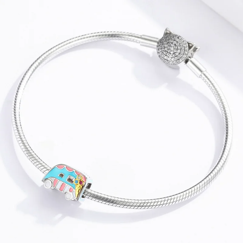 (Bild für) Zweifarbiger Eiswagen-Charm im Pandora-Stil - BSC163 - Ansicht 3
