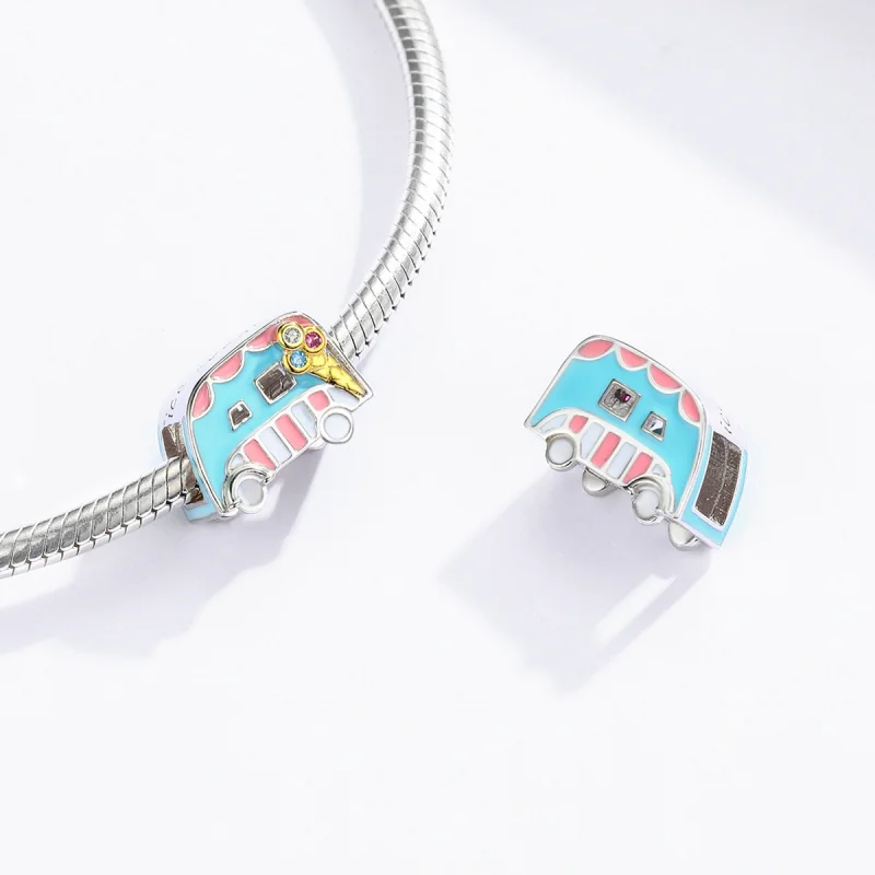 (Bild für) Zweifarbiger Eiswagen-Charm im Pandora-Stil - BSC163 - Ansicht 4