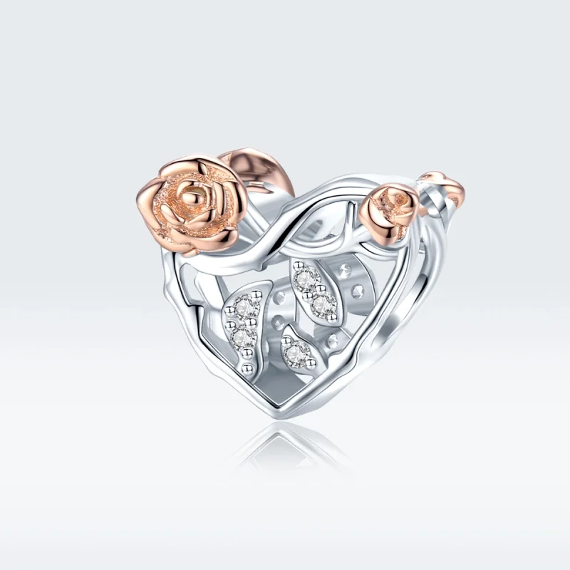 (Bild für) Zweifarbiger Herz-Charm mit Rosen im Pandora-Stil - BSC280 - Ansicht 5