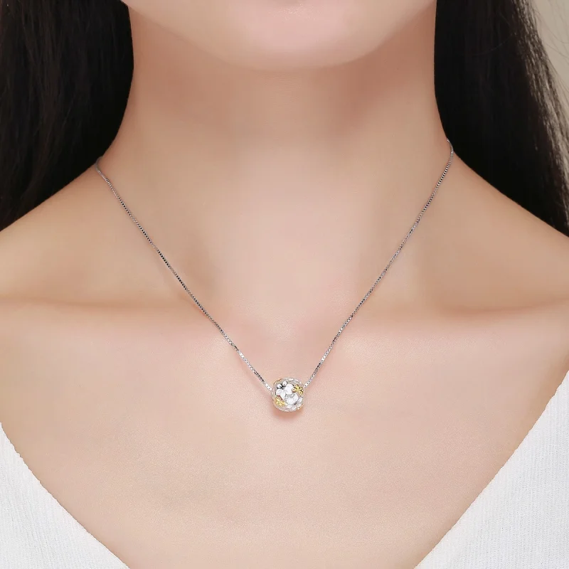 (Bild für) Zweifarbiger zweifarbiger Blumen- und Schmetterlings-Charm im Pandora-Stil - SCC - Ansicht 6