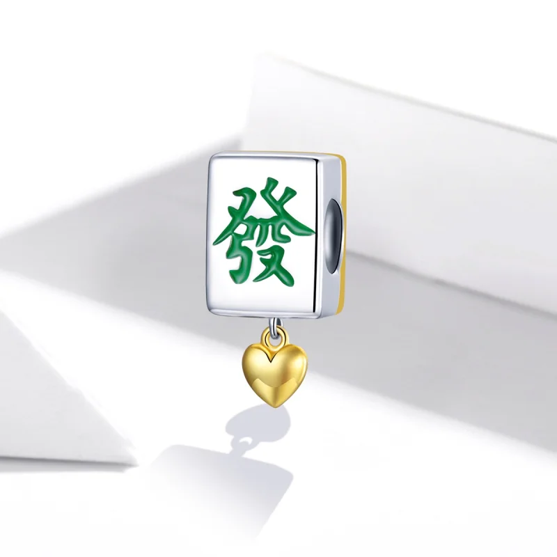 (Bild für) Zweifarbiger zweifarbiger Mahjong-Fliesen-Charm im Pandora-Stil - SCC1751 - Ansicht 2
