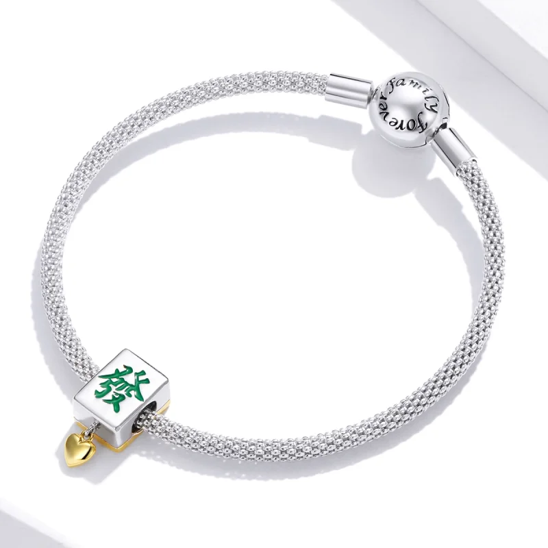 (Bild für) Zweifarbiger zweifarbiger Mahjong-Fliesen-Charm im Pandora-Stil - SCC1751 - Ansicht 3