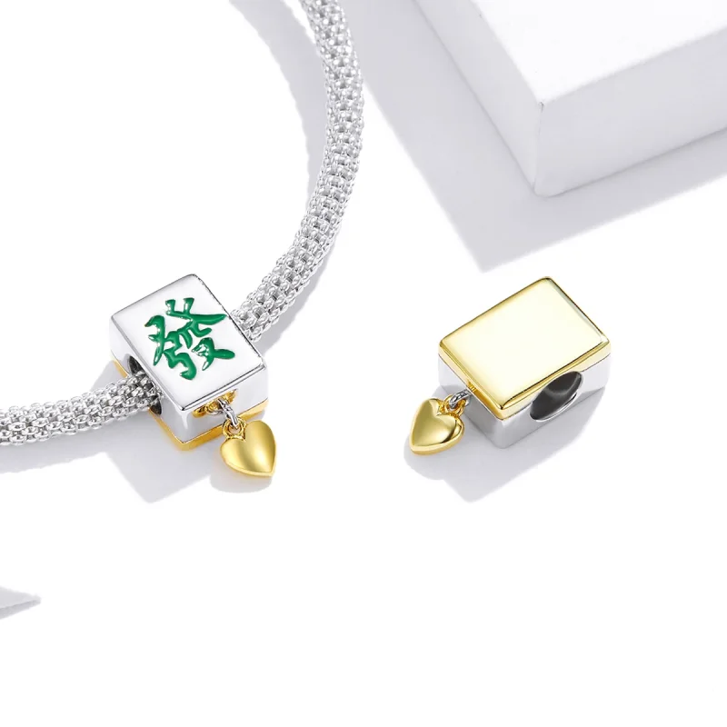 (Bild für) Zweifarbiger zweifarbiger Mahjong-Fliesen-Charm im Pandora-Stil - SCC1751 - Ansicht 4