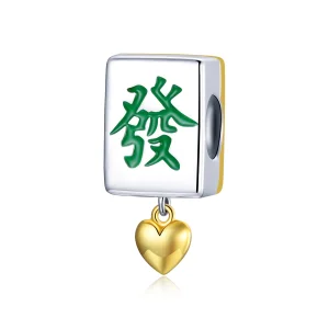 (Bild für) Zweifarbiger zweifarbiger Mahjong-Fliesen-Charm im Pandora-Stil - SCC1751