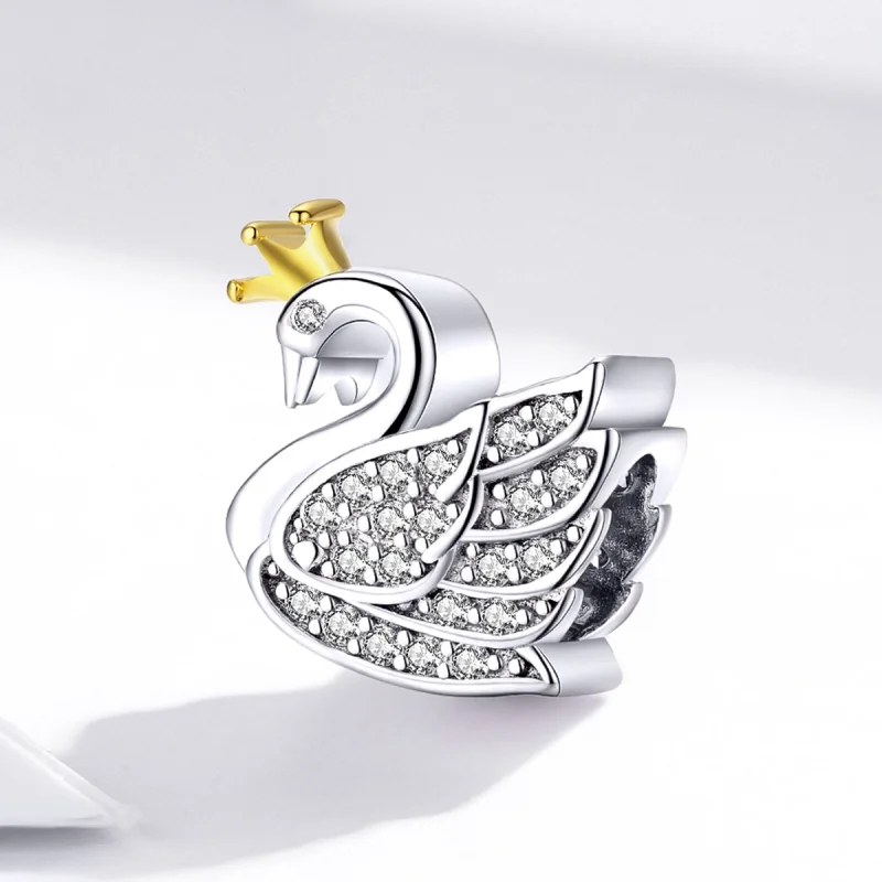 (Bild für) Zweifarbiger zweifarbiger Prinzessin-Schwan-Charm im Pandora-Stil - SCC1343 - Ansicht 2