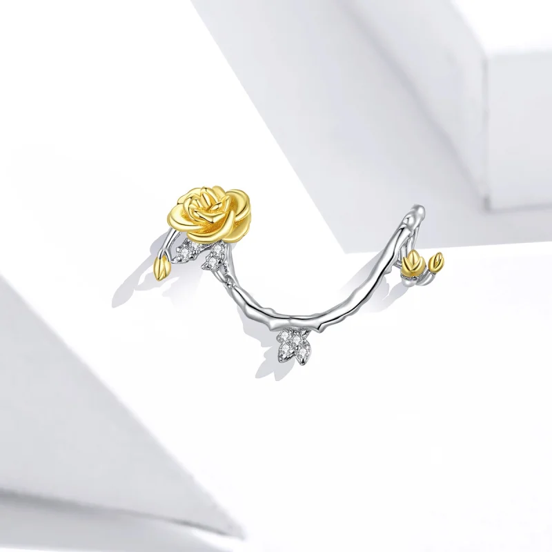 (Bild für) Zweifarbiger zweifarbiger Rosenranken-Charm im Pandora-Stil - BSC322 - Ansicht 2
