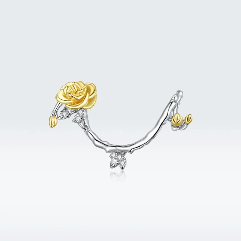 (Bild für) Zweifarbiger zweifarbiger Rosenranken-Charm im Pandora-Stil - BSC322 - Ansicht 5