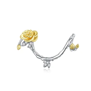 (Bild für) Zweifarbiger zweifarbiger Rosenranken-Charm im Pandora-Stil - BSC322